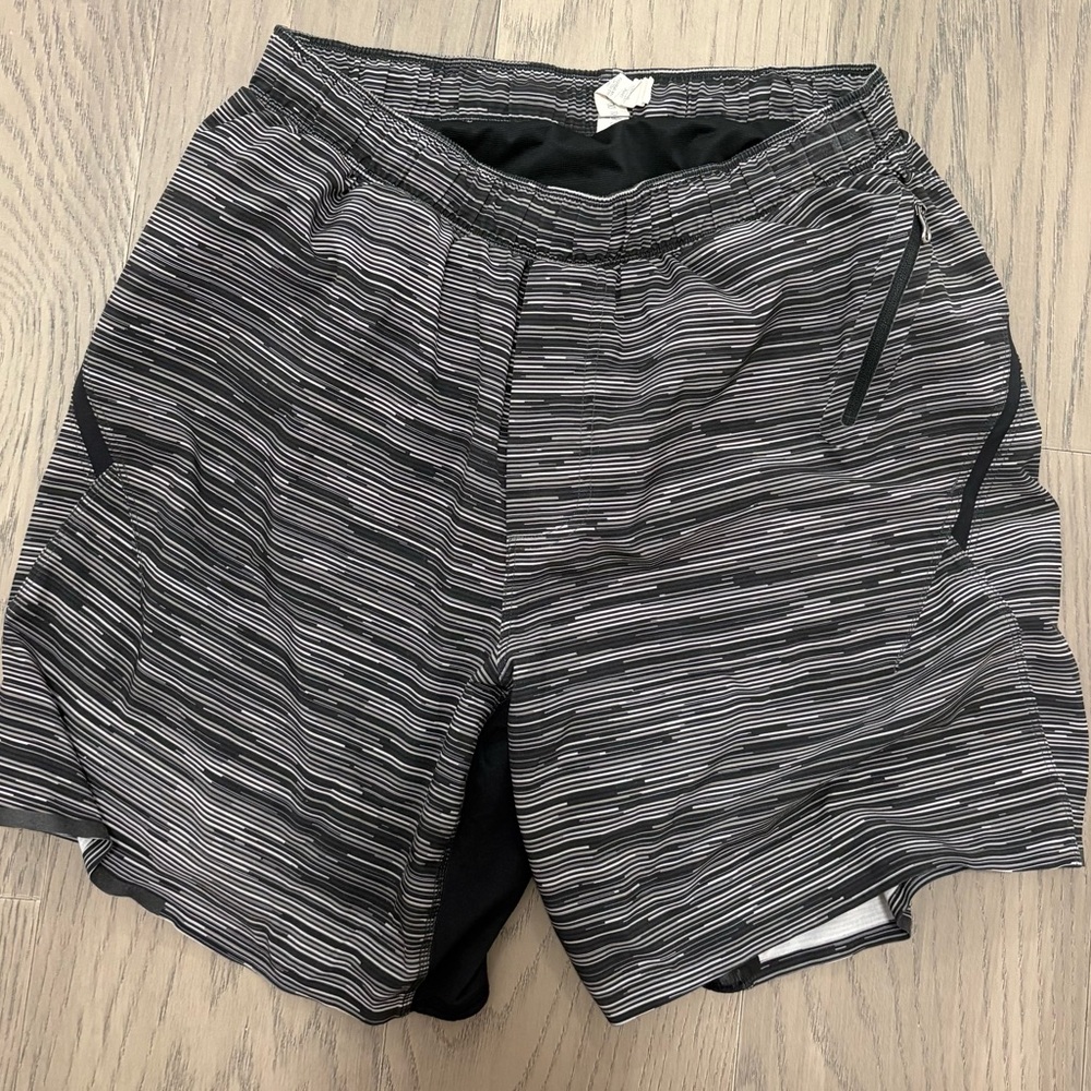 Lululemon Athletica‎ Surge Black and Grey Athletic Shorts Men's Size Medium